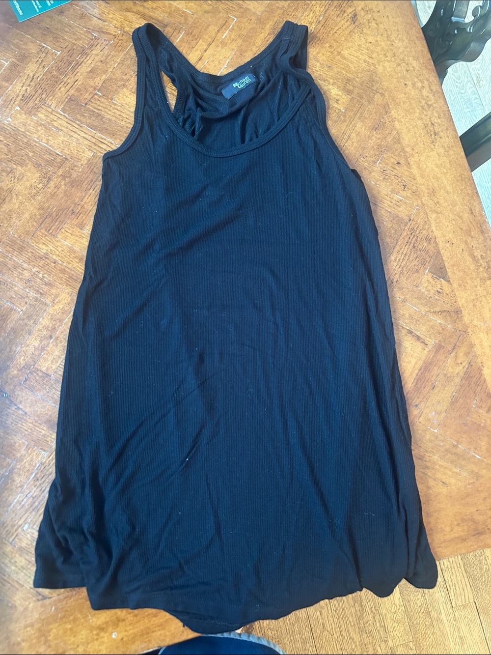 Michael Lauren Black Ribbed Tank, L